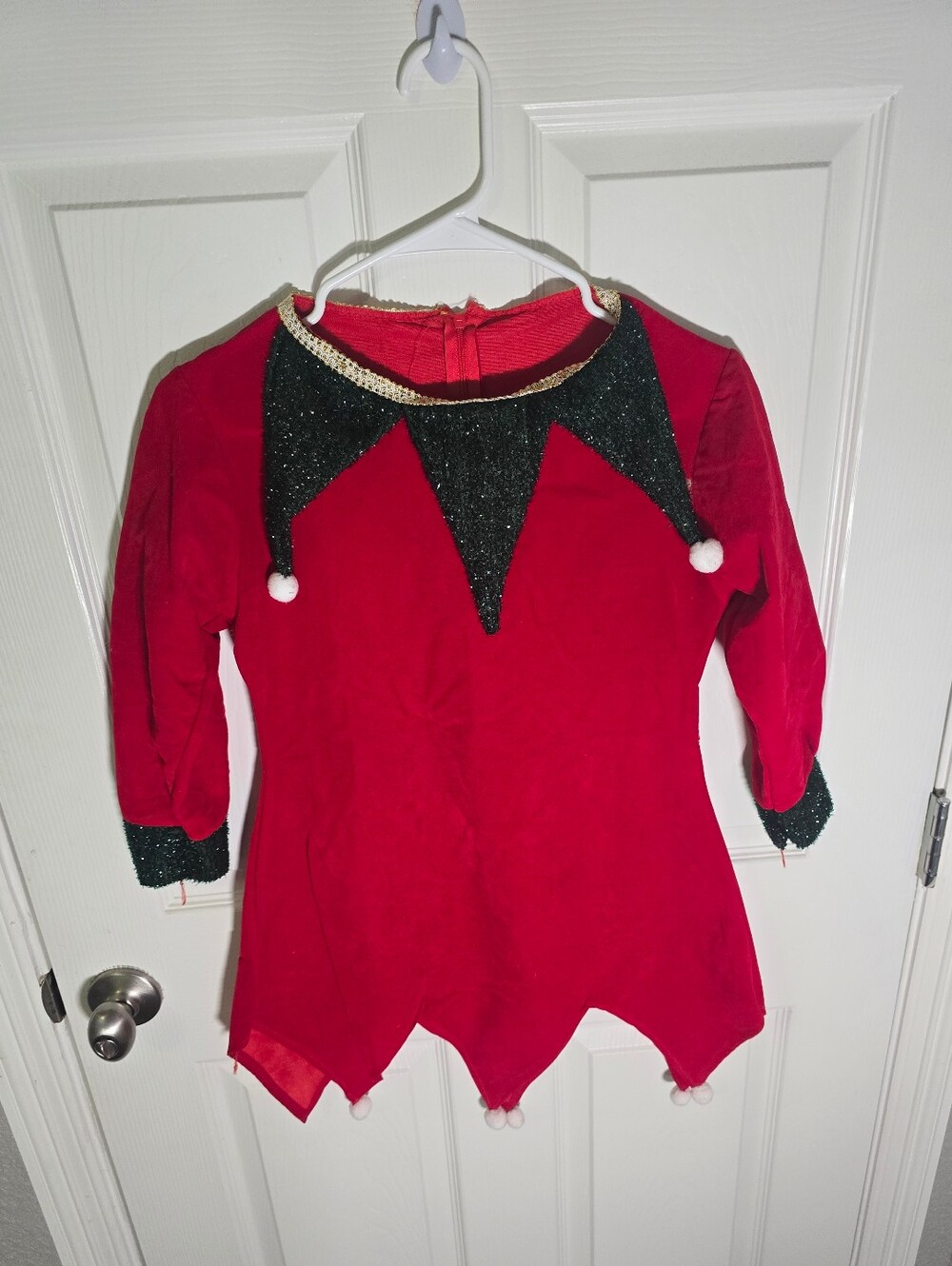 Kids Christmas Elf Red Green Dress Costume One Size